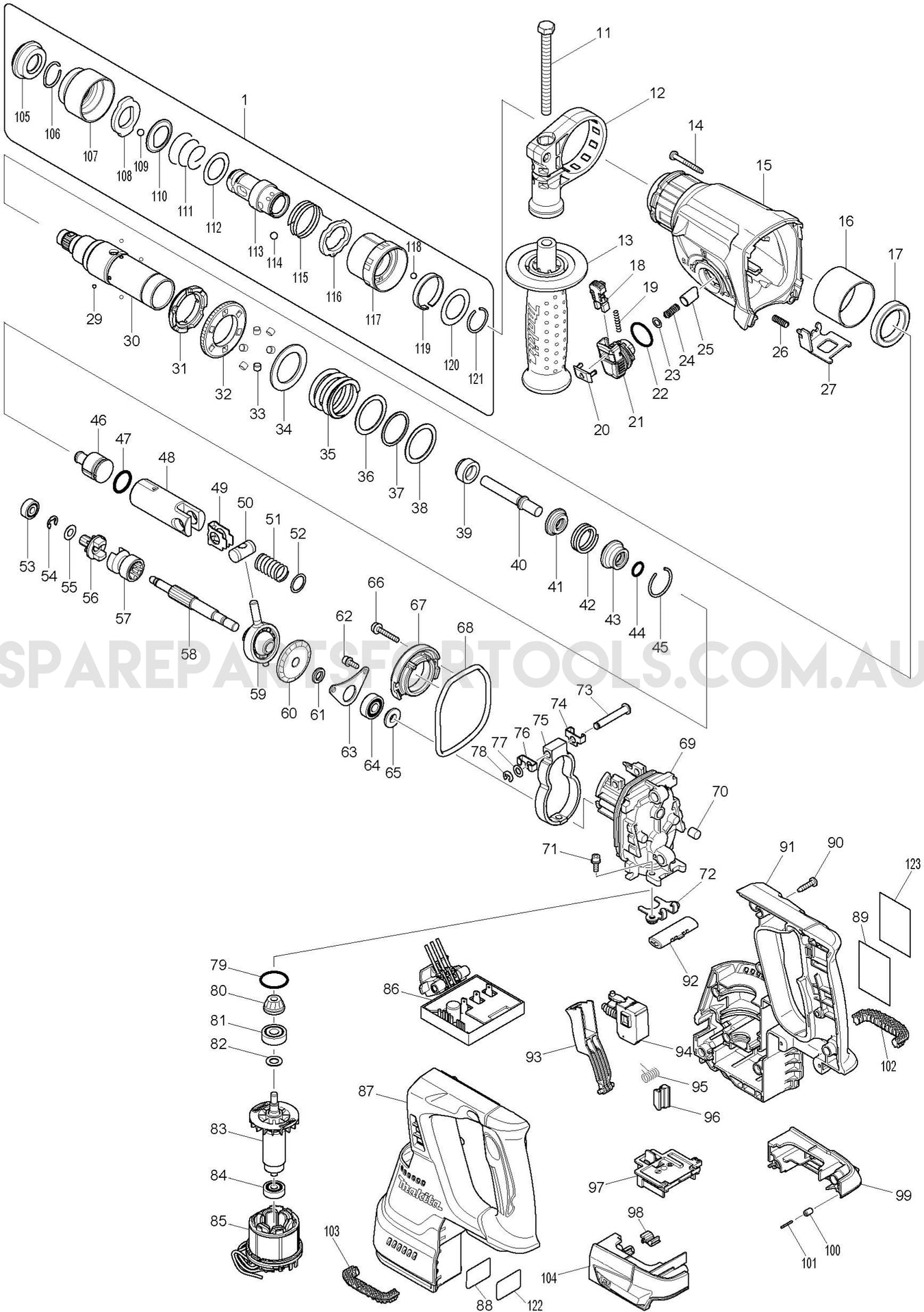 Makita DHR243Z Spare Parts