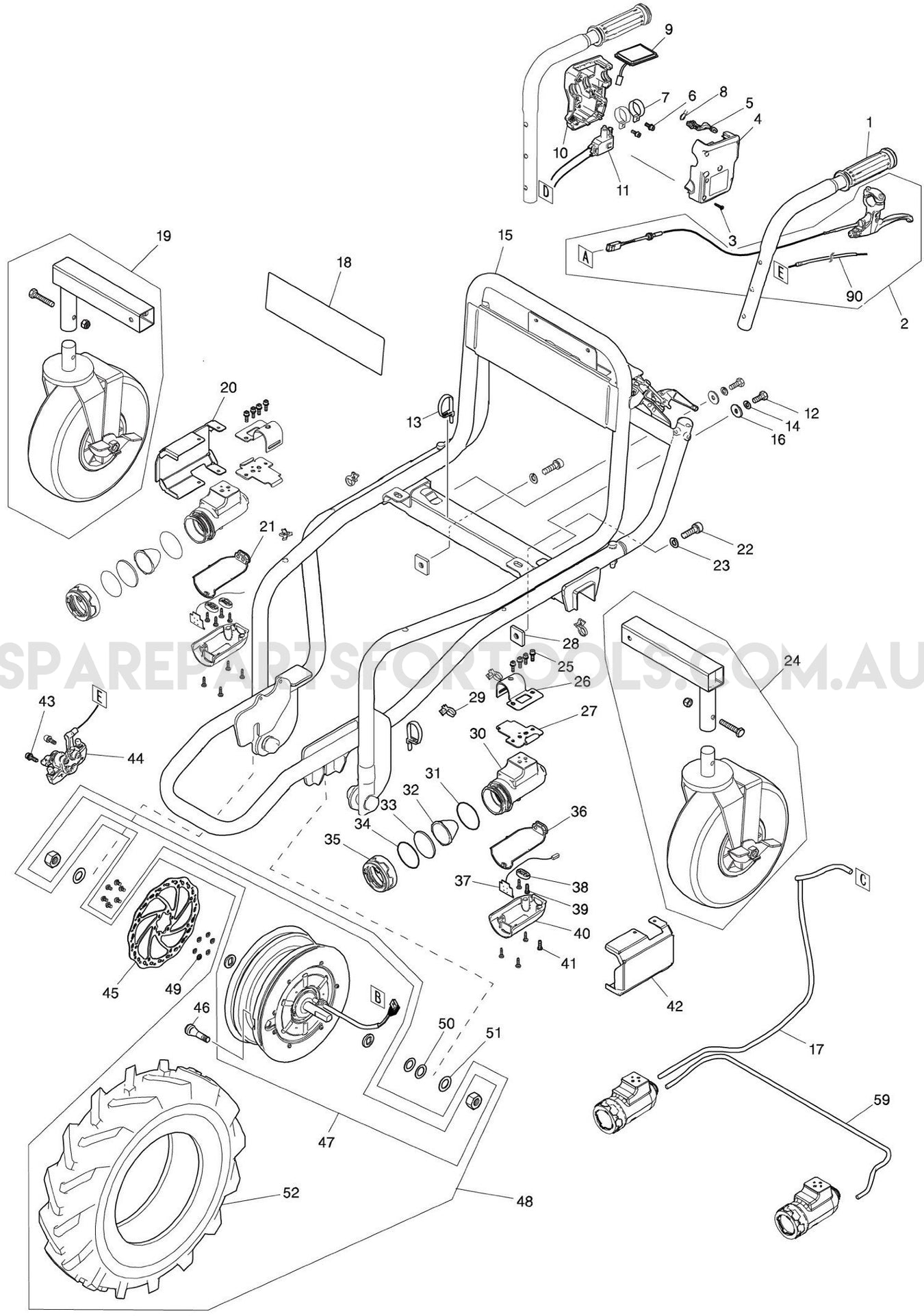 Makita DCU180ZF Spare Parts