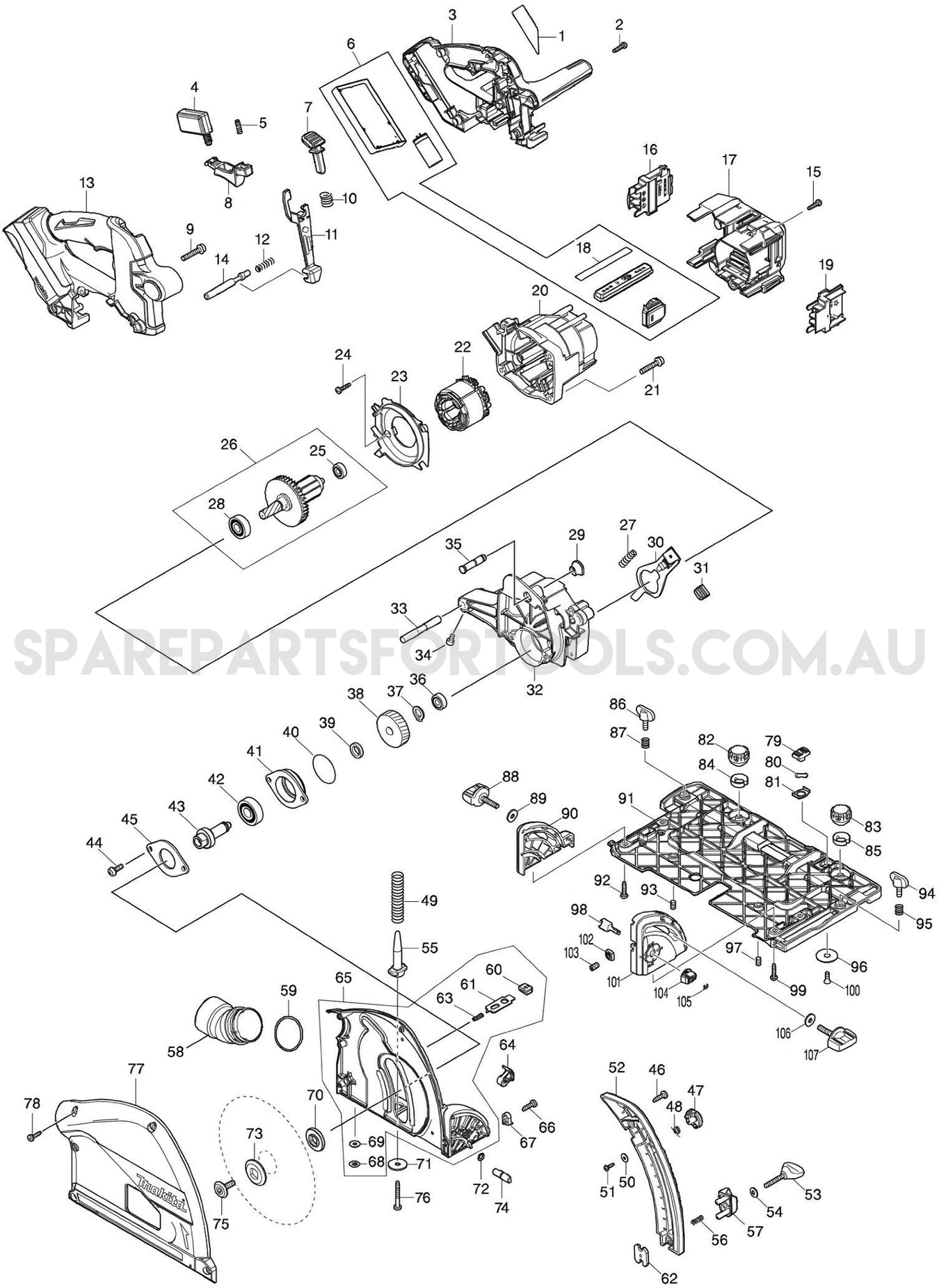 Makita DSP600ZJ Spare Parts