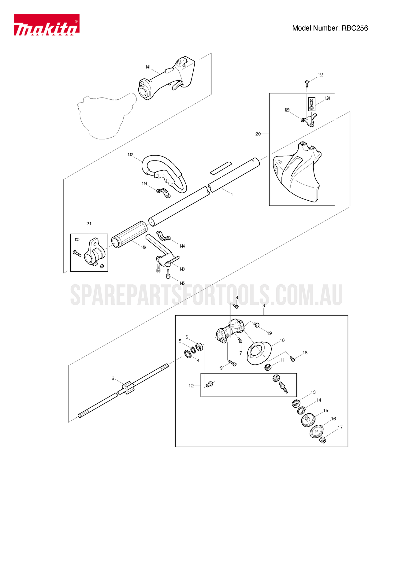 Makita RBC256 Spare Parts