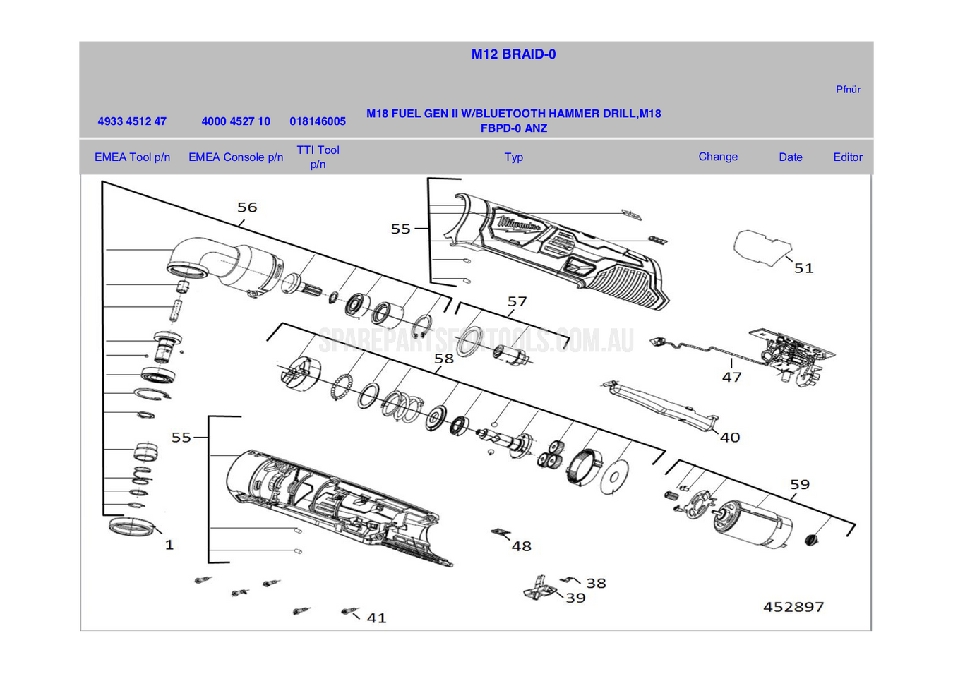 Milwaukee M12BRAID Spare Parts