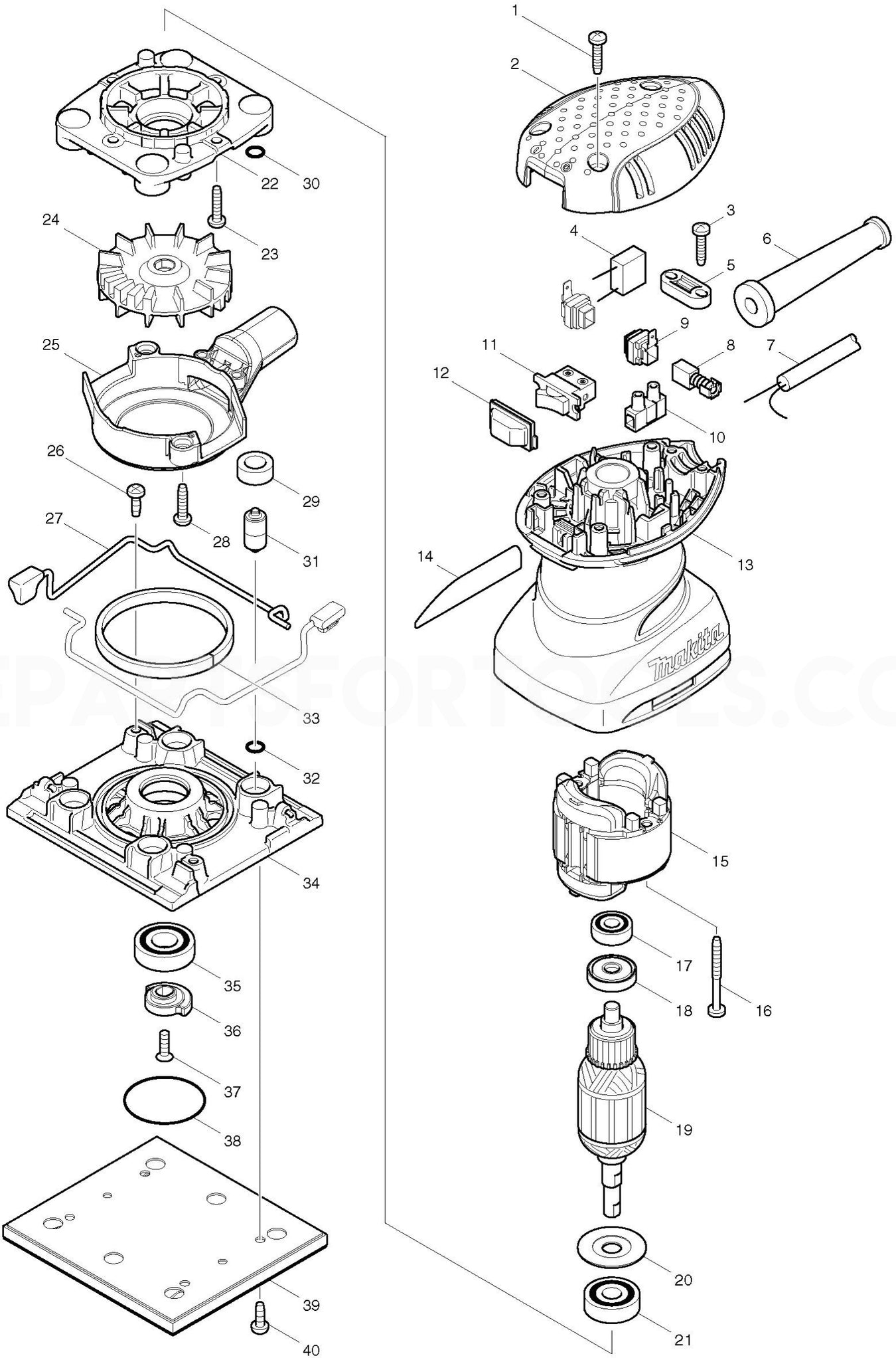 Makita BO4556 Spare Parts