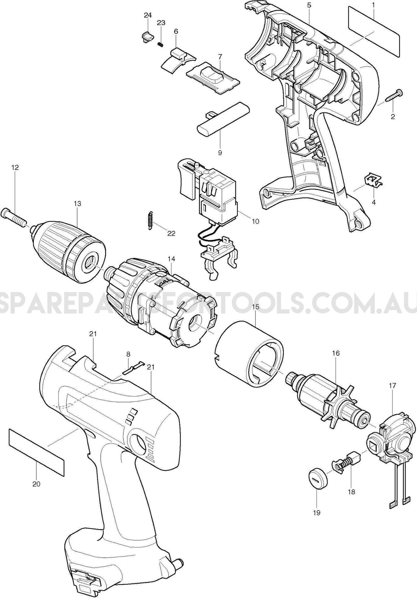 Makita 6347D Spare Parts