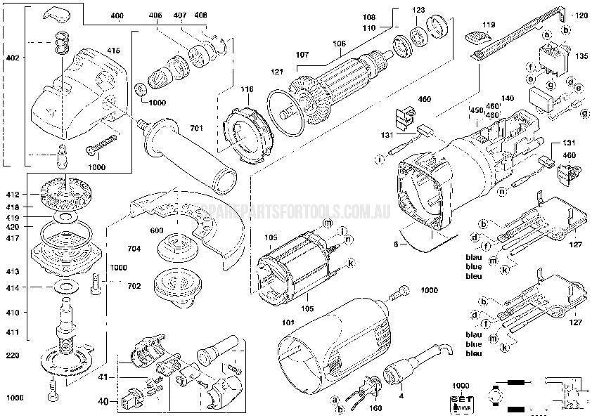 Milwaukee AG9-125QXE Spare Parts