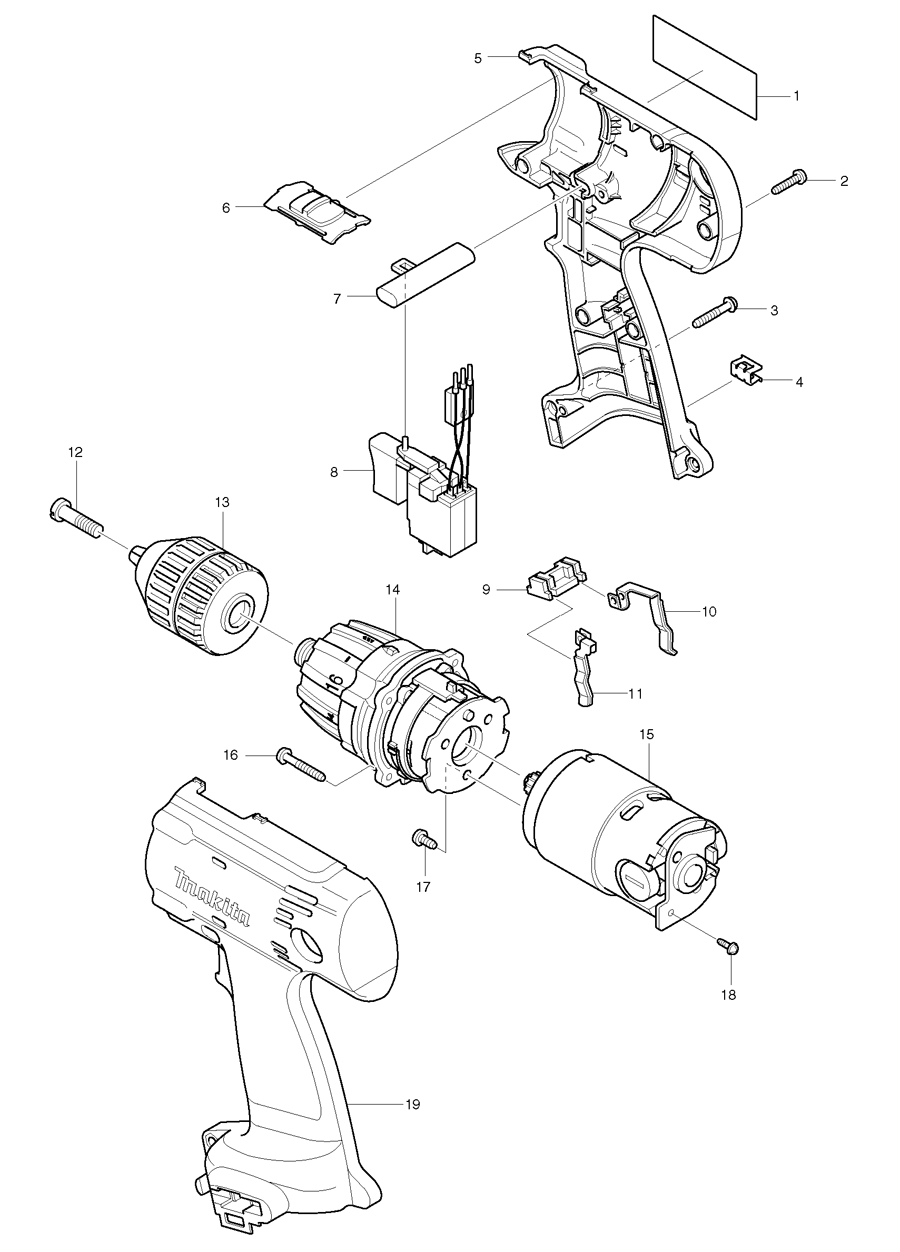 Makita 6216D Spare Parts