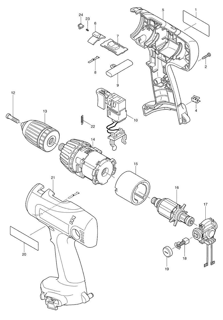 Makita 6337D Spare Parts