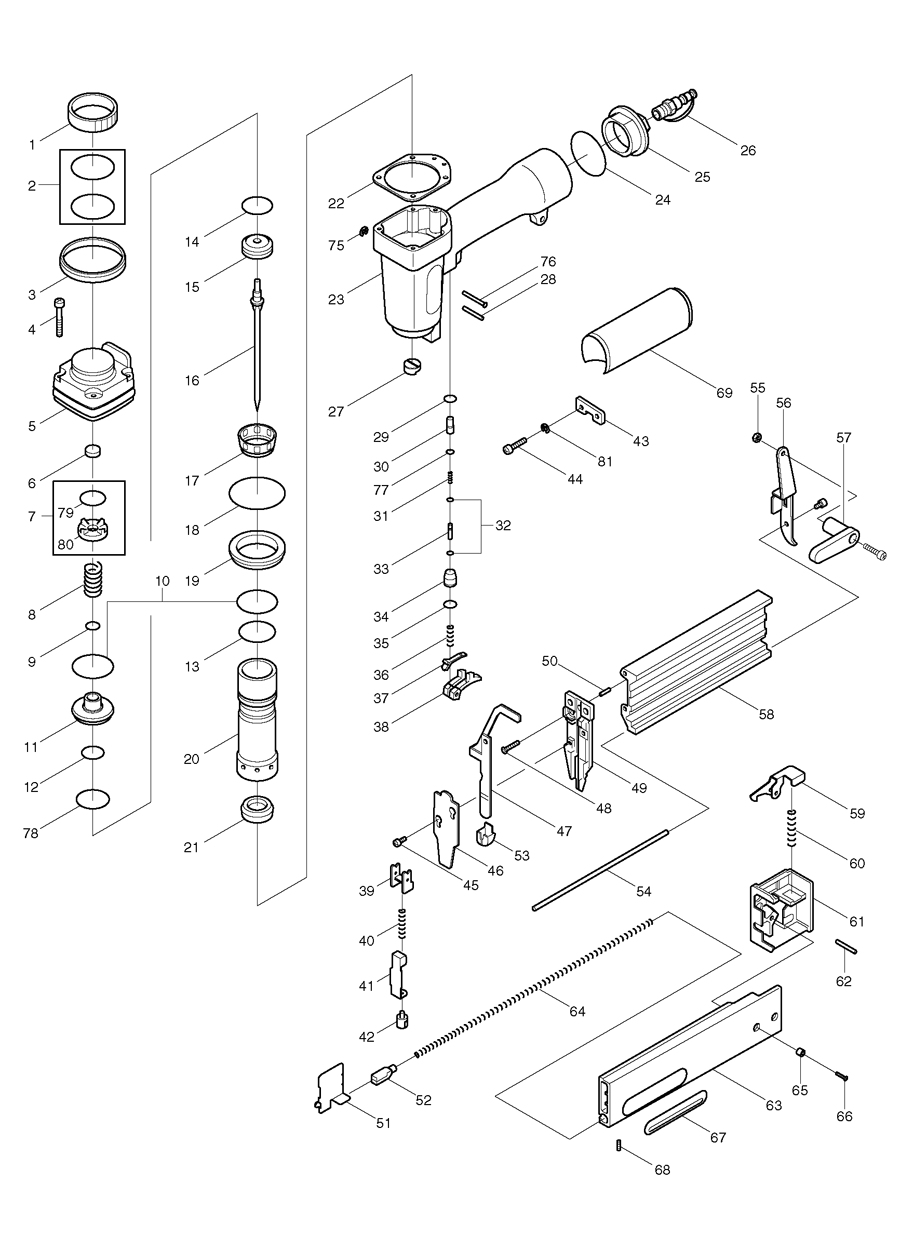 Makita AF503 Spare Parts