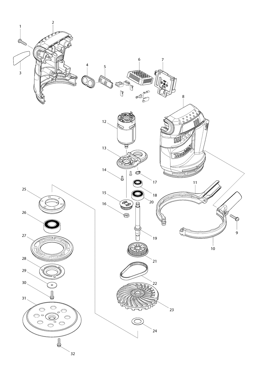 Makita BBO180 Spare Parts