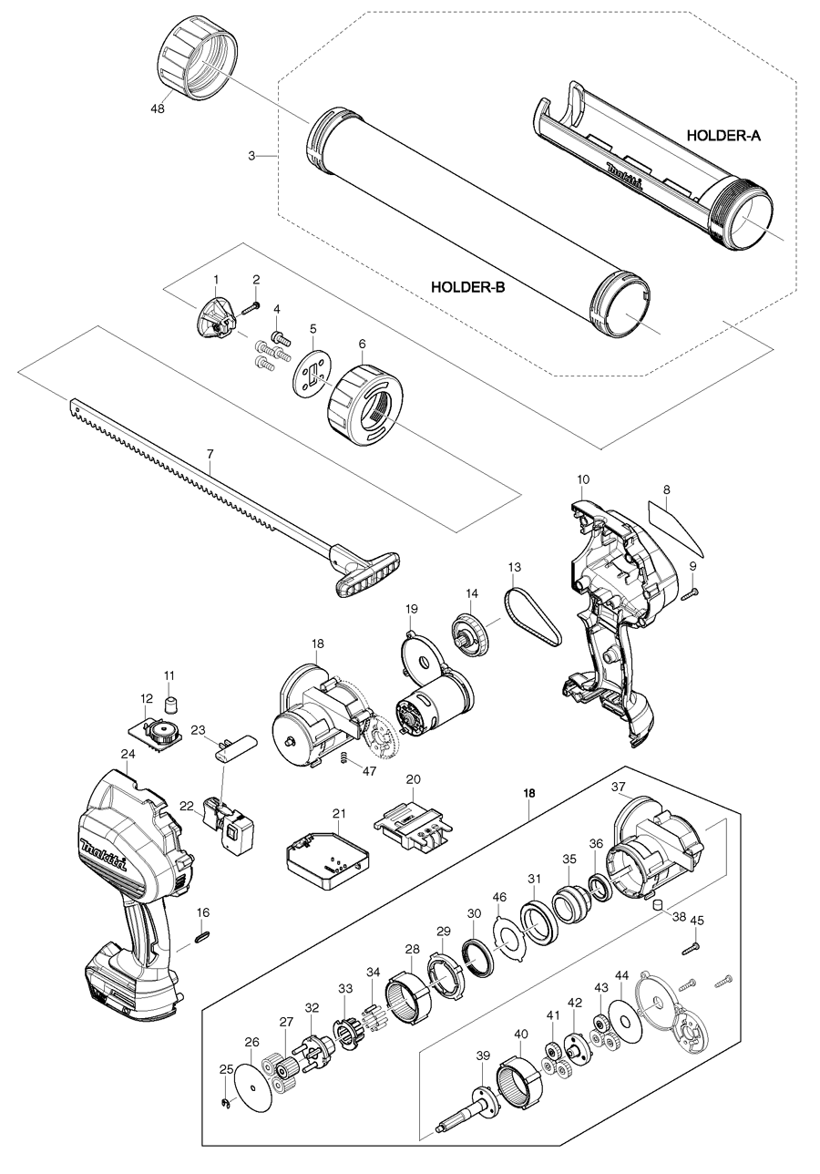 Makita BCG180 Spare Parts