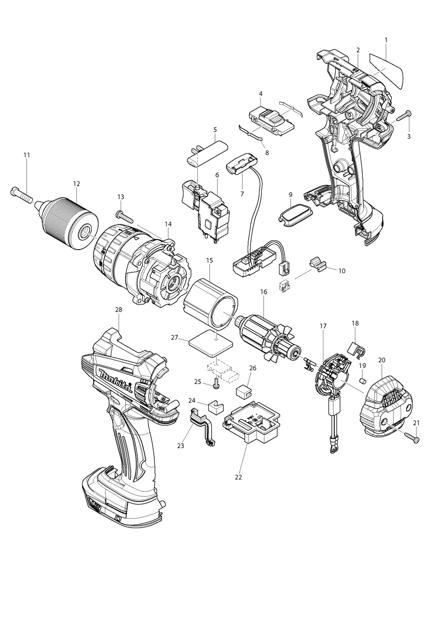 Makita BDF458 Spare Parts