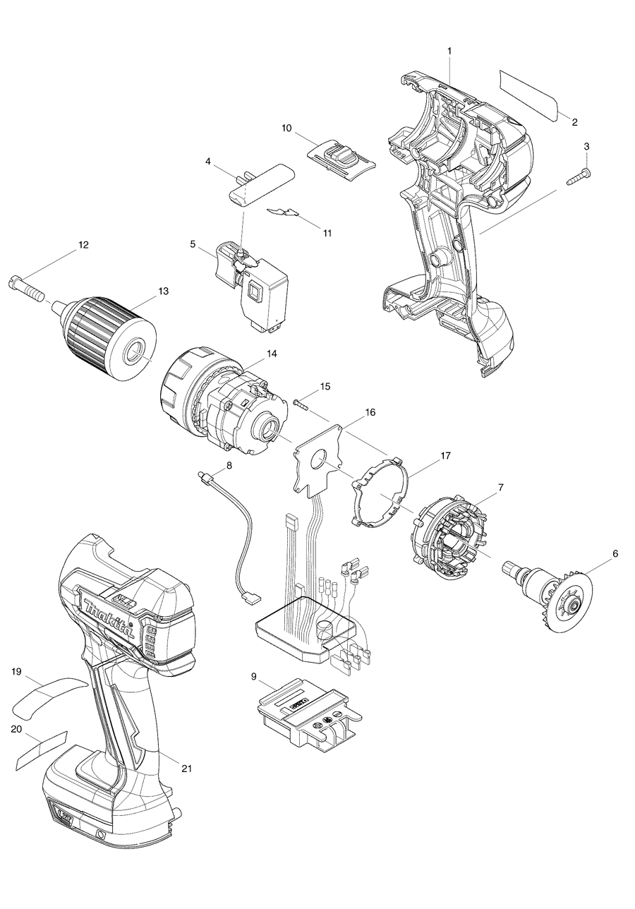 Makita BDF459 Spare Parts