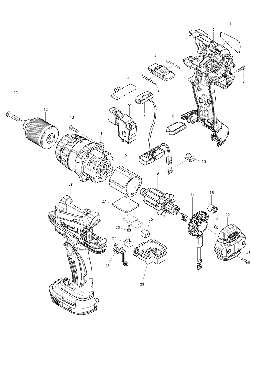Makita BHP458 Spare Parts