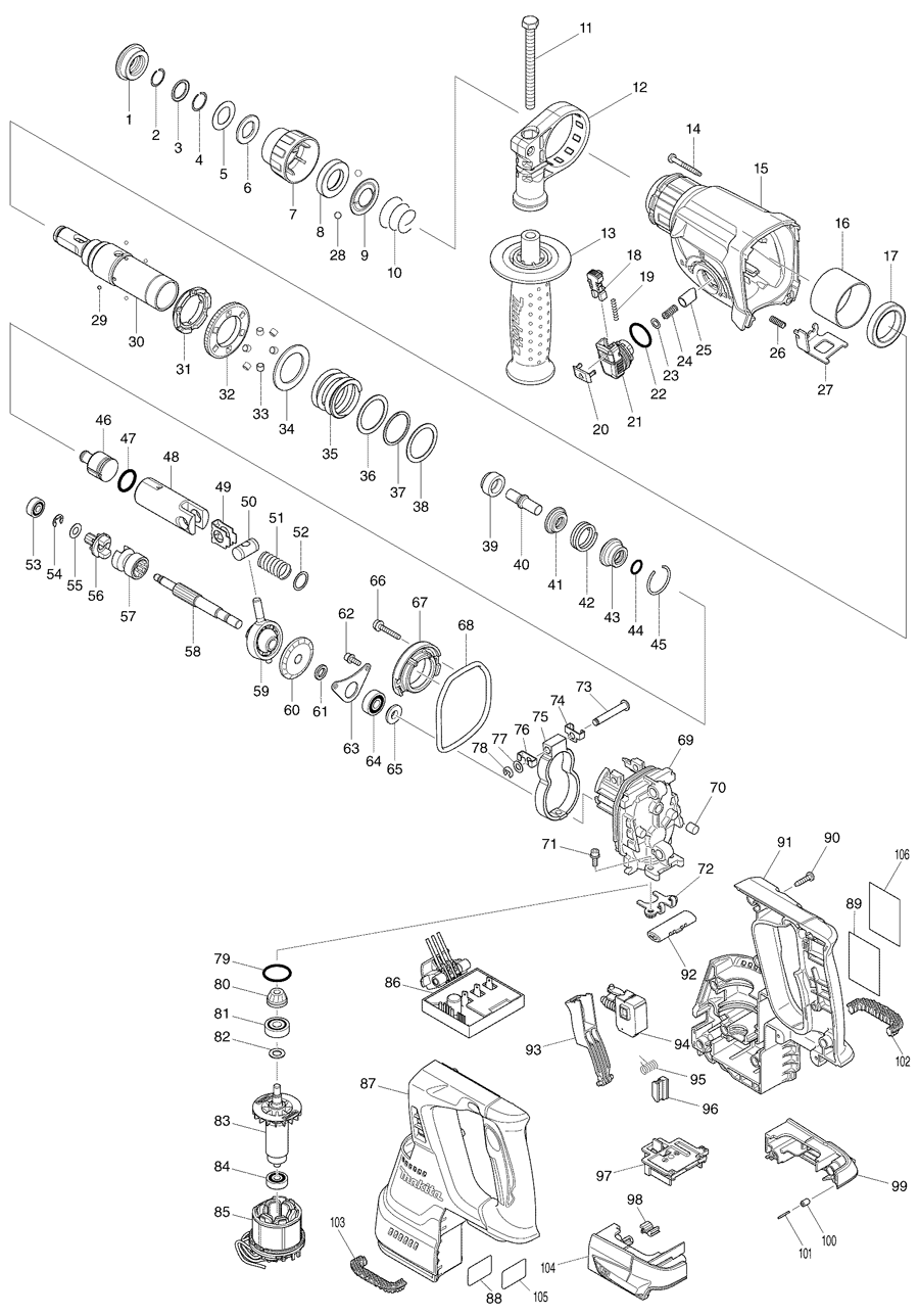 Makita BHR242 Spare Parts
