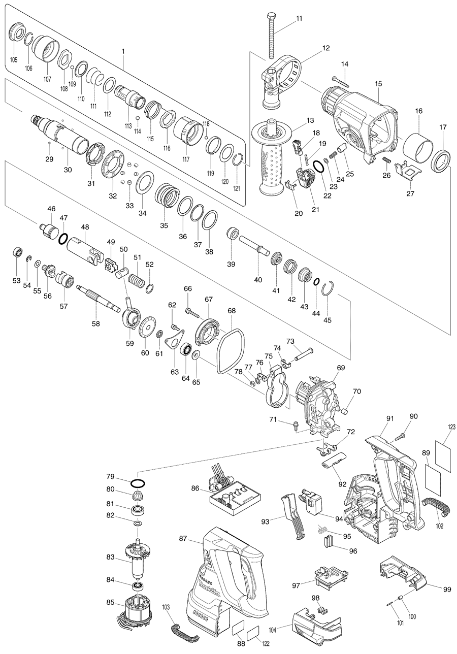 Makita BHR243 Spare Parts