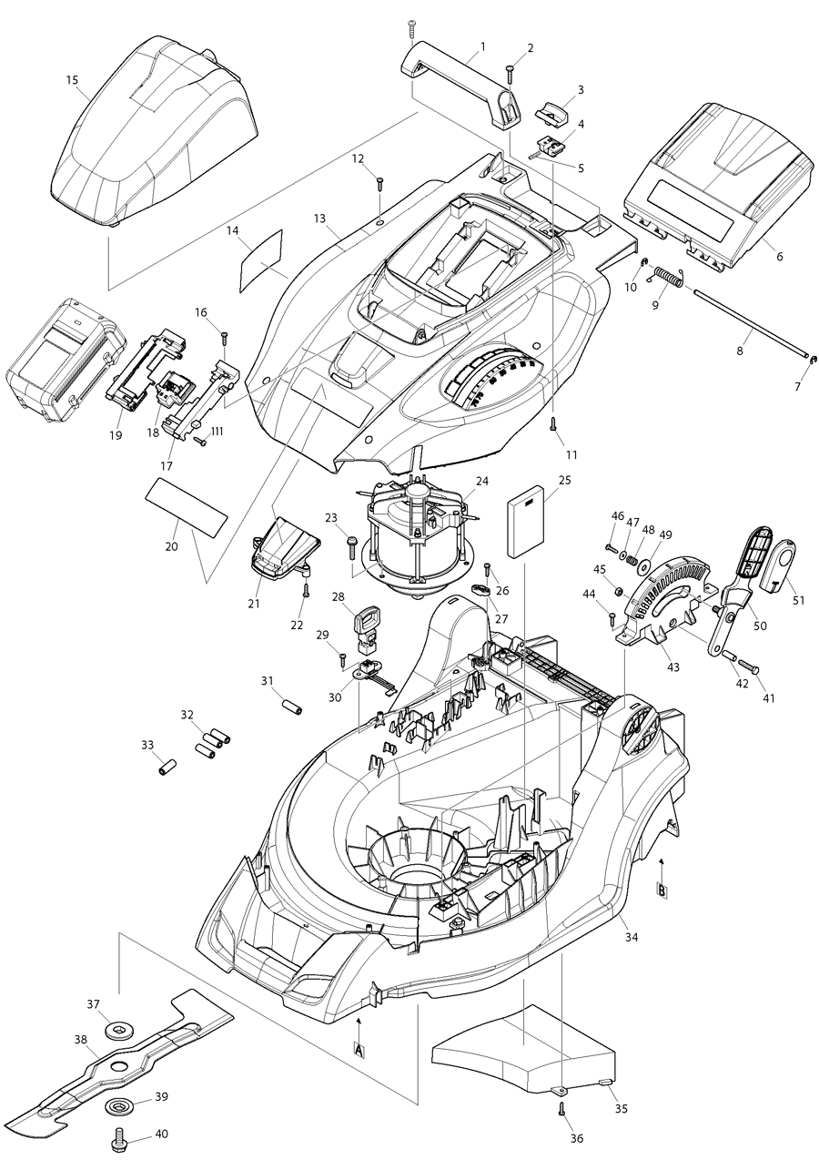 Makita BLM430 Spare Parts