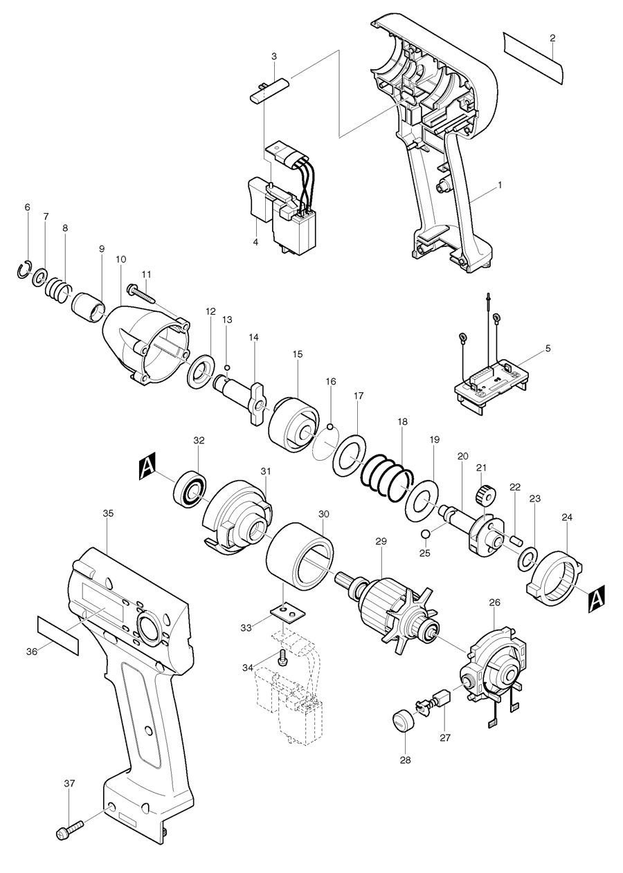 Makita BTD040 Spare Parts