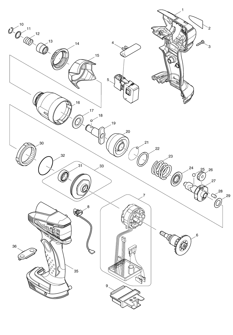 Makita BTD145 Spare Parts