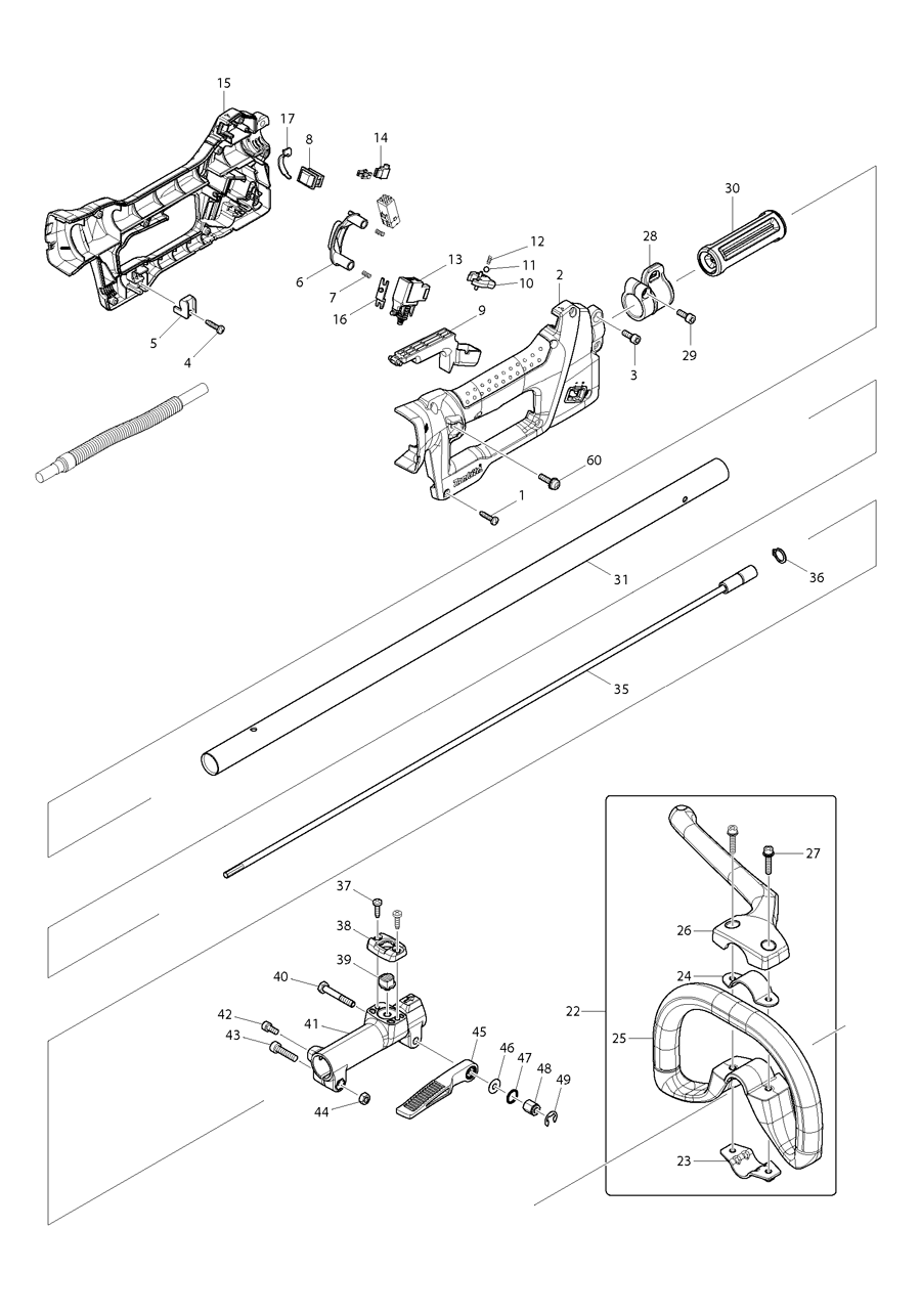 Makita BUX361 Spare Parts