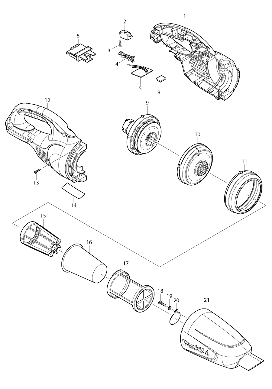 Makita DCL140 Spare Parts