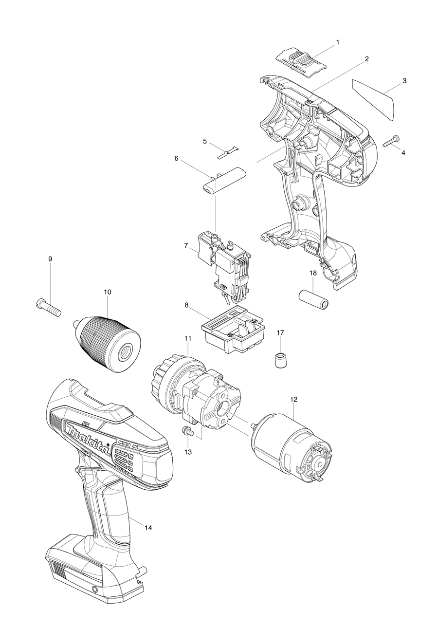 Makita DF457D Spare Parts