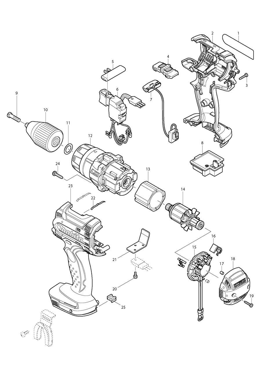 Makita DHP454 Spare Parts