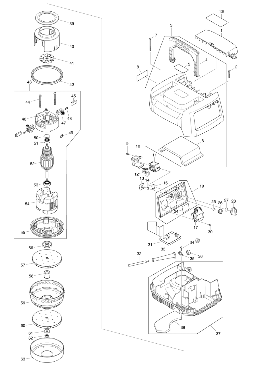 Makita VC3210L Spare Parts