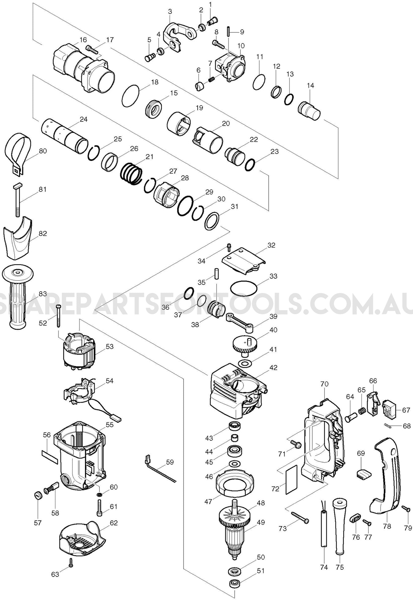 Makita HM0830 Spare Parts
