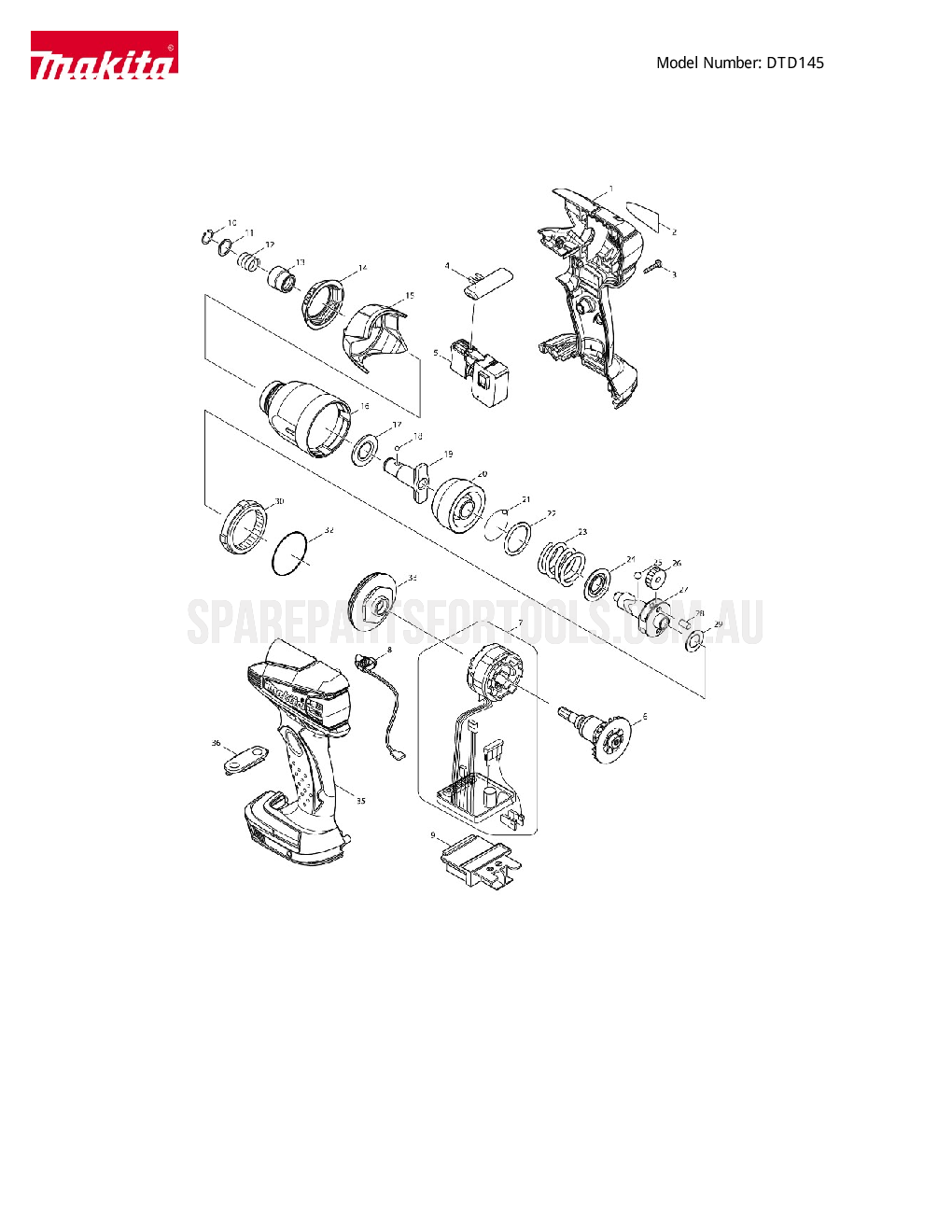Makita DTD145 Spare Parts