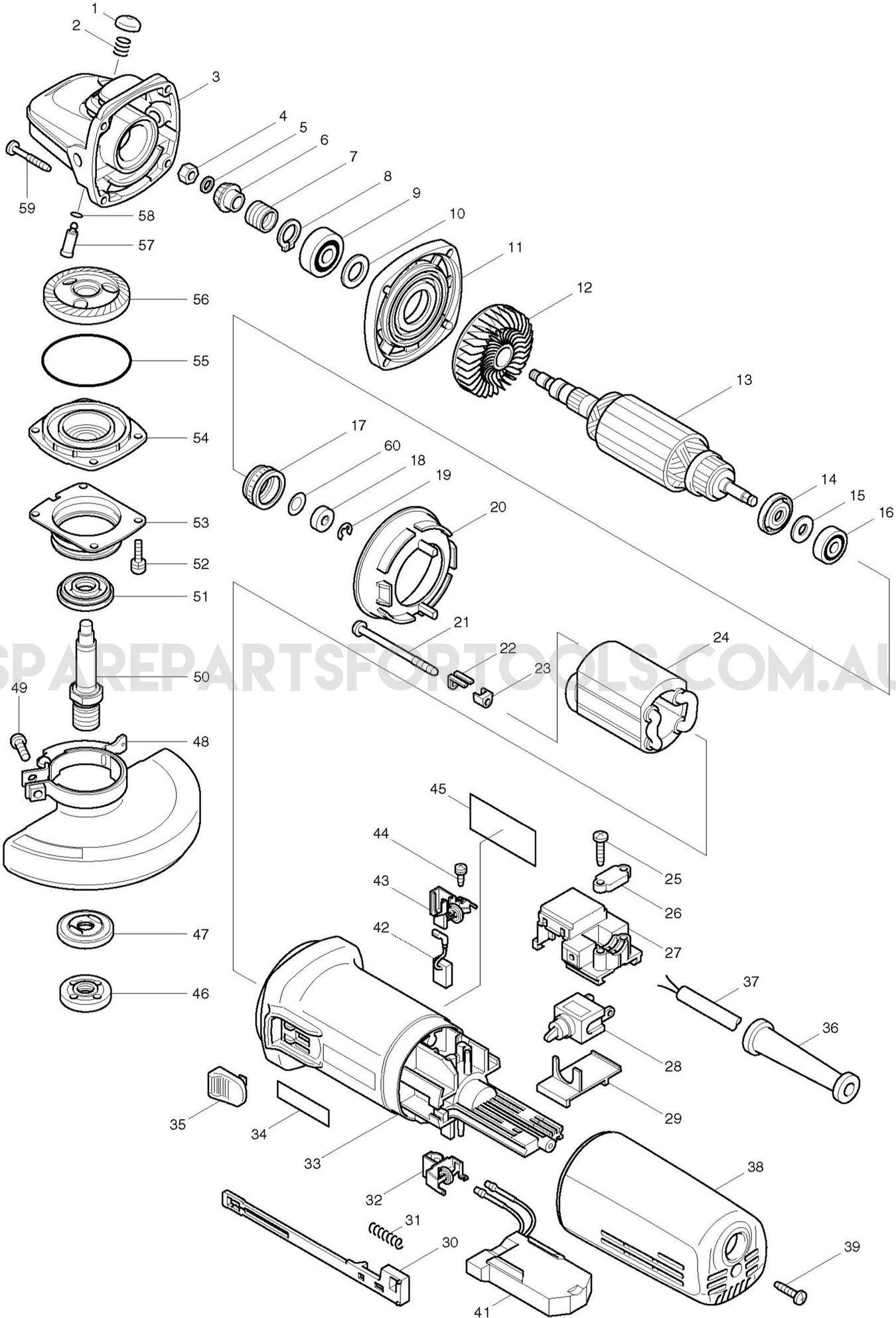 Makita 9563C Spare Parts