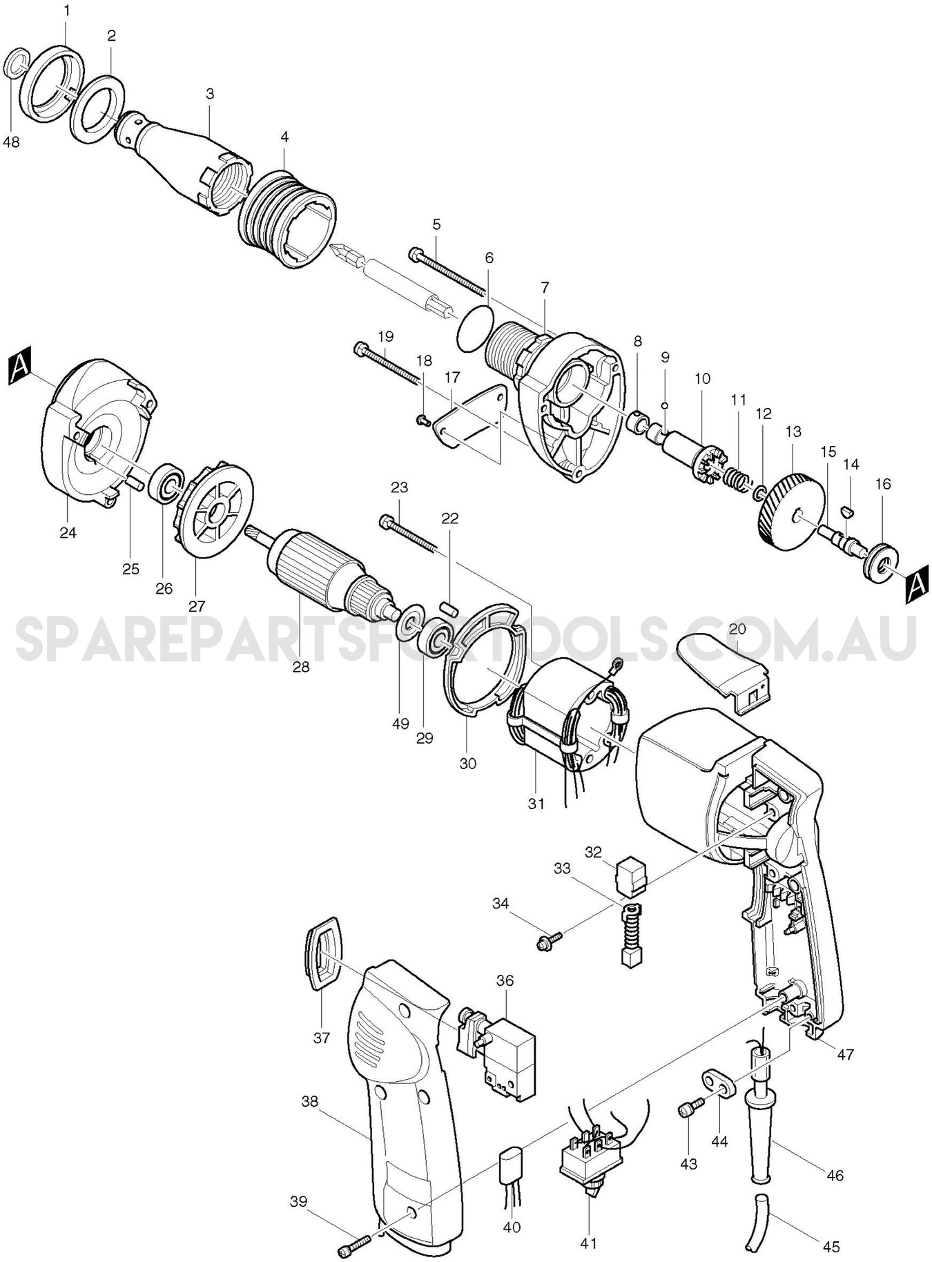 Makita 6800DBV Spare Parts