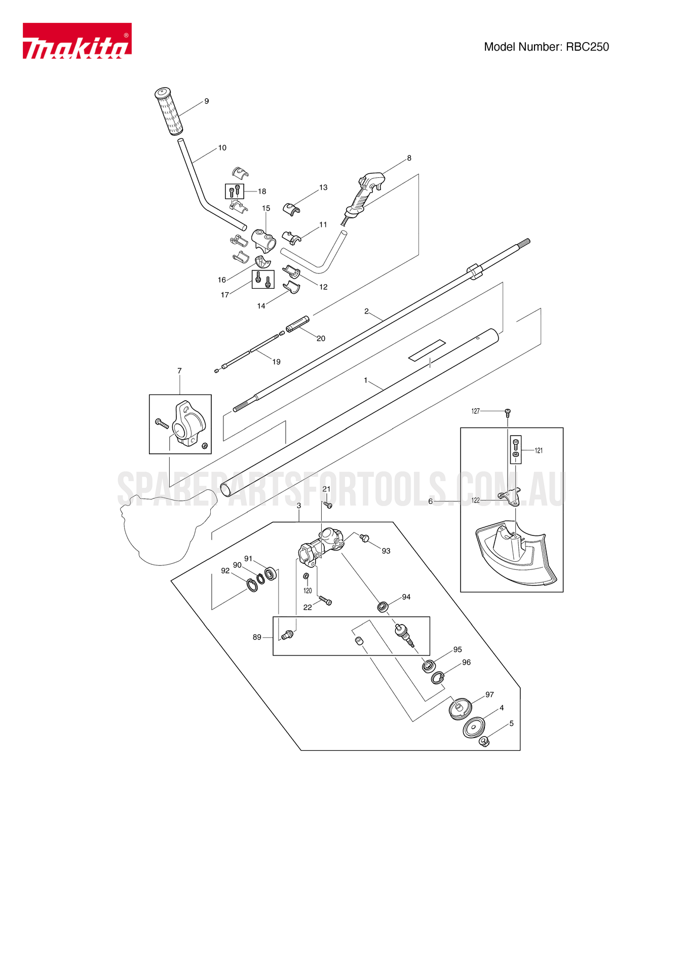Makita RBC250 Spare Parts
