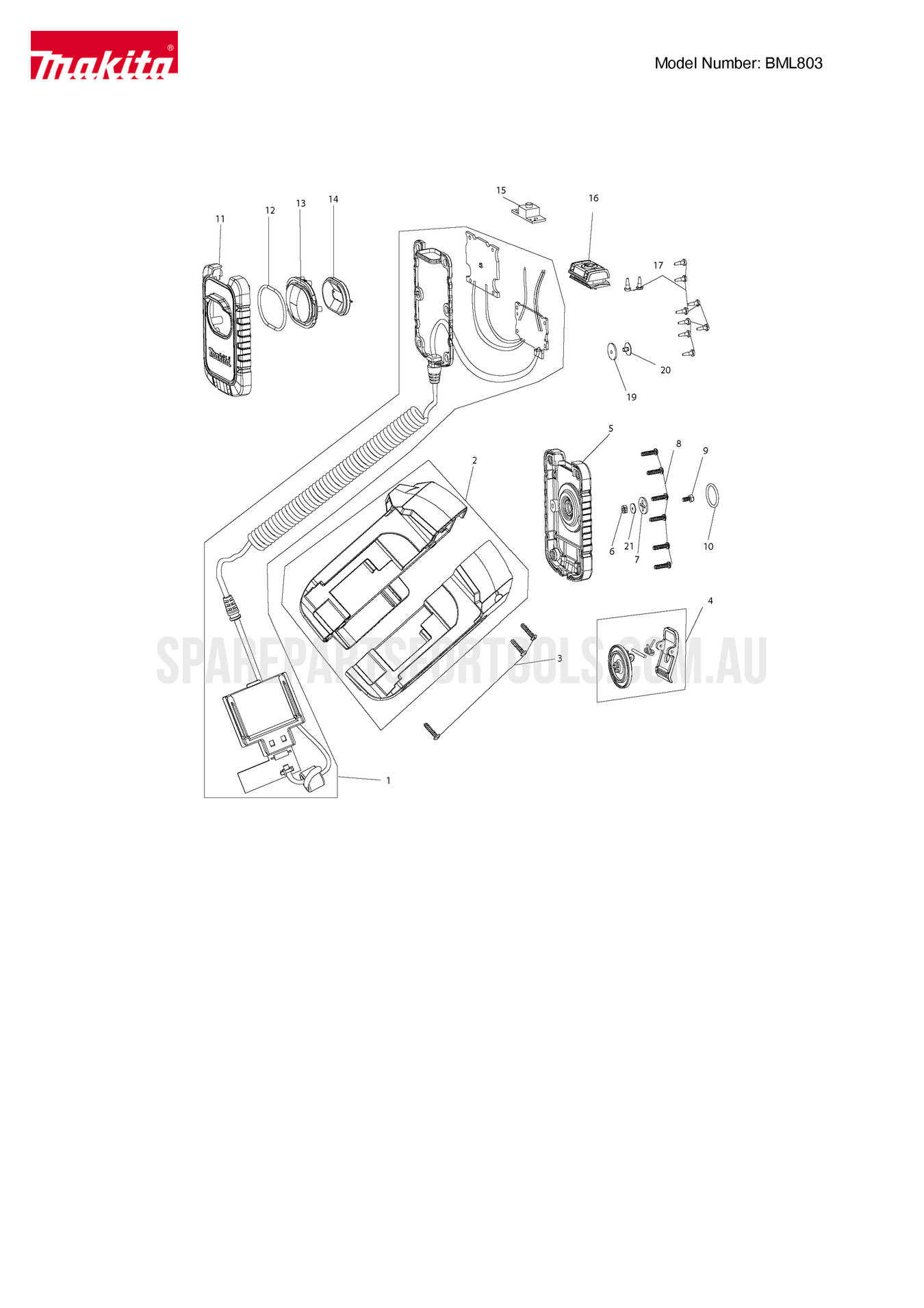 Makita BML803 Spare Parts