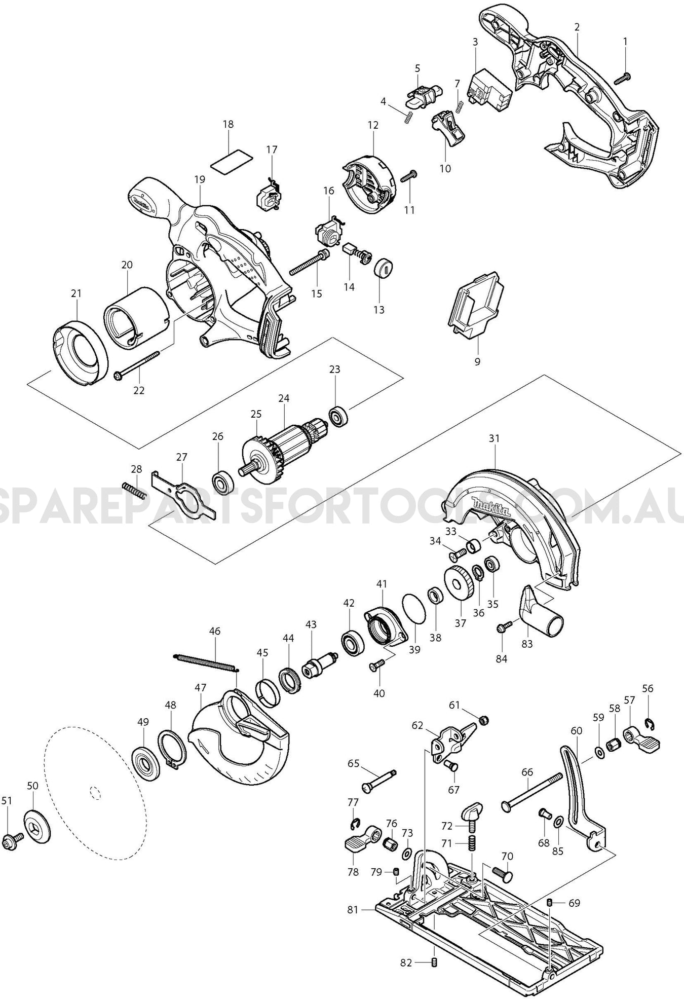 Makita DSS611Z Spare Parts