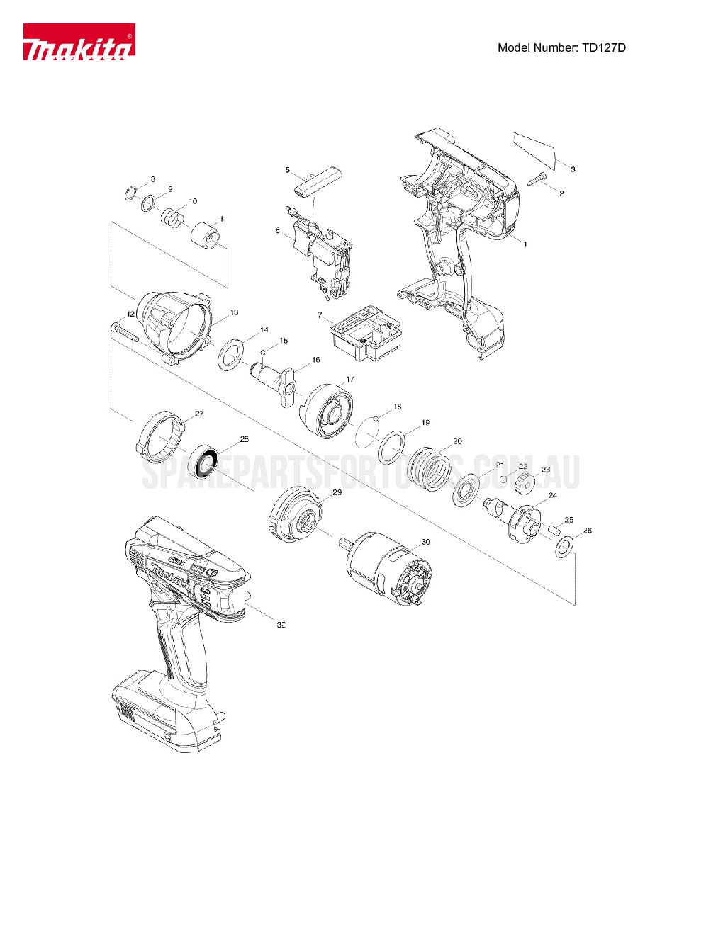 Makita TD127D Spare Parts