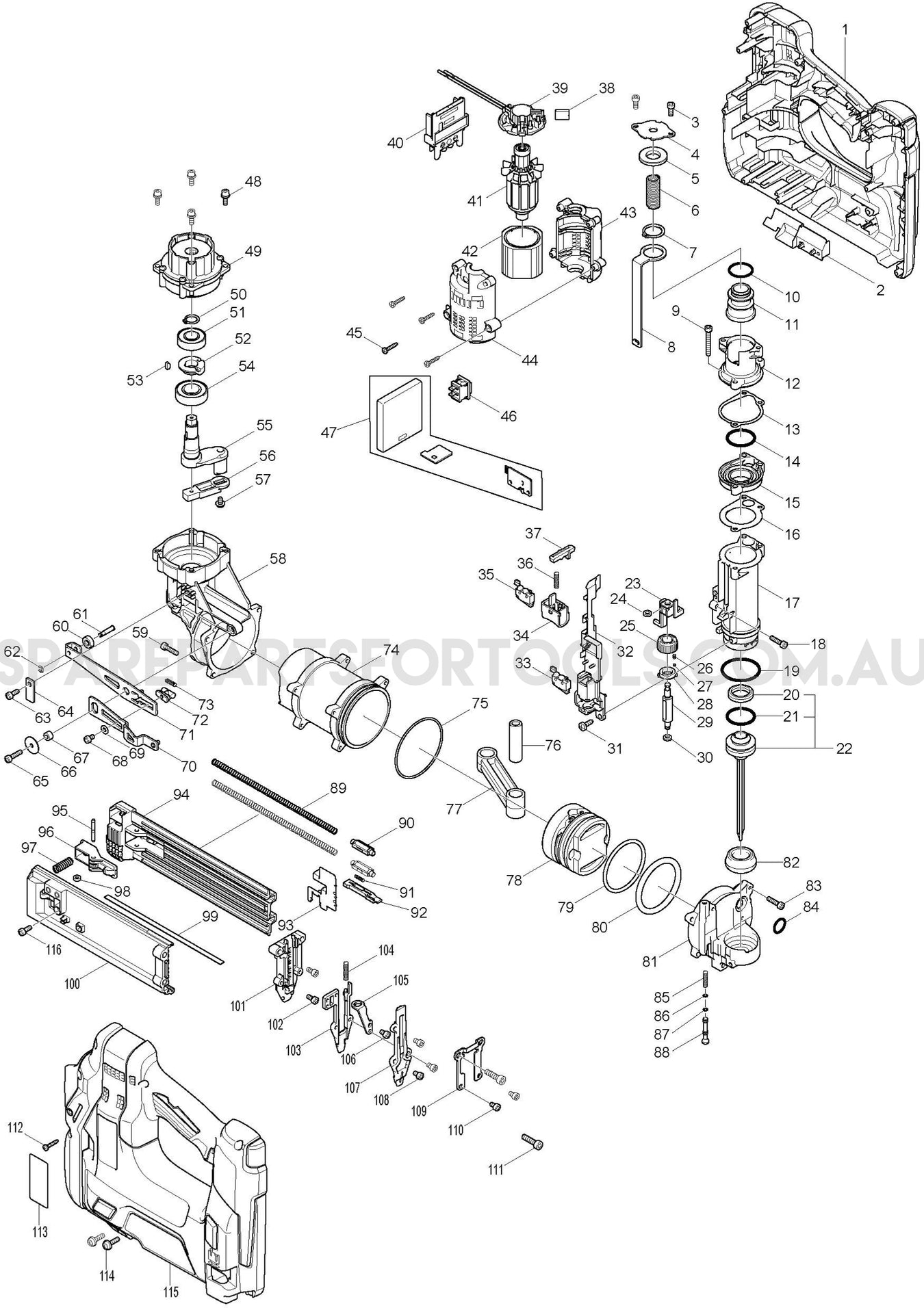 Makita DBN500Z Spare Parts