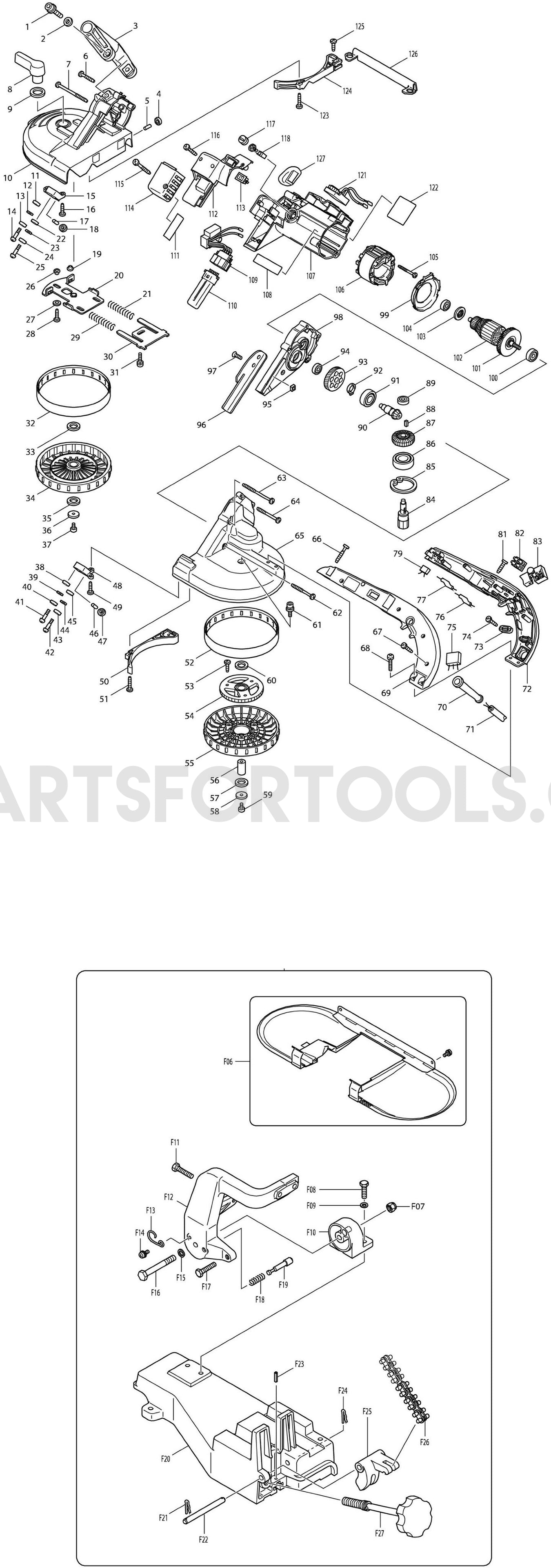 Makita 2107FK Spare Parts