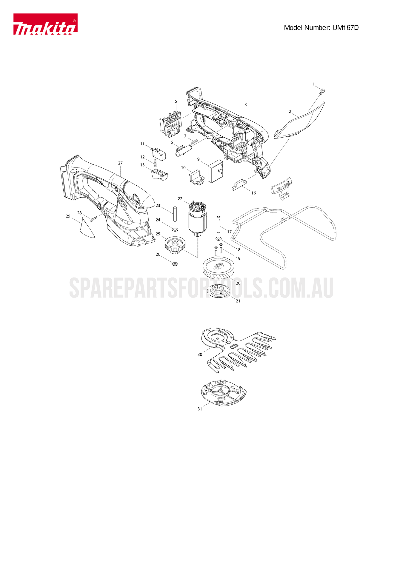 Makita UM167D Spare Parts