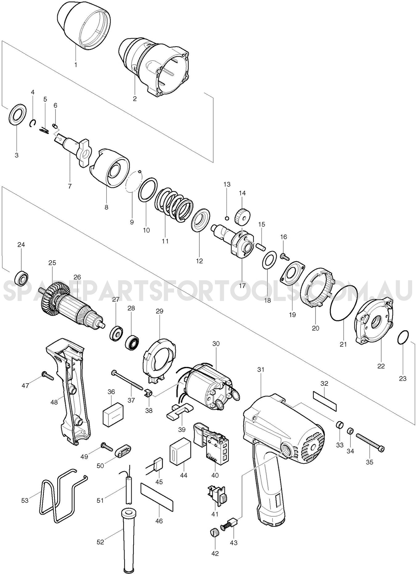 Makita TW0200 Spare Parts