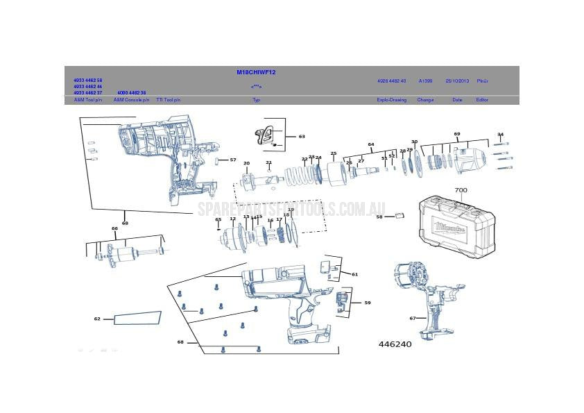 Milwaukee M18CHIWF12 Spare Parts