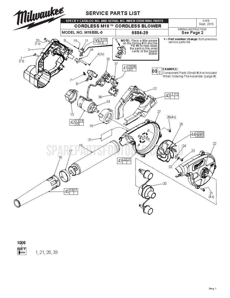 Milwaukee M18BBL Spare Parts