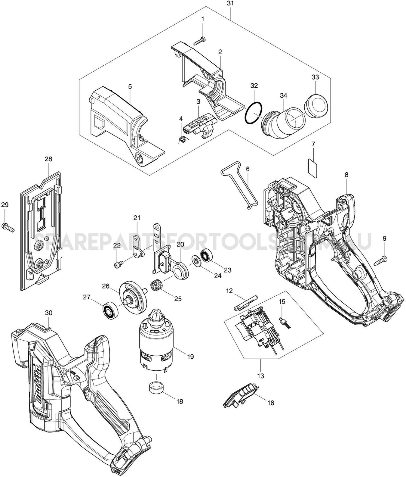 Makita SD100DZ Spare Parts