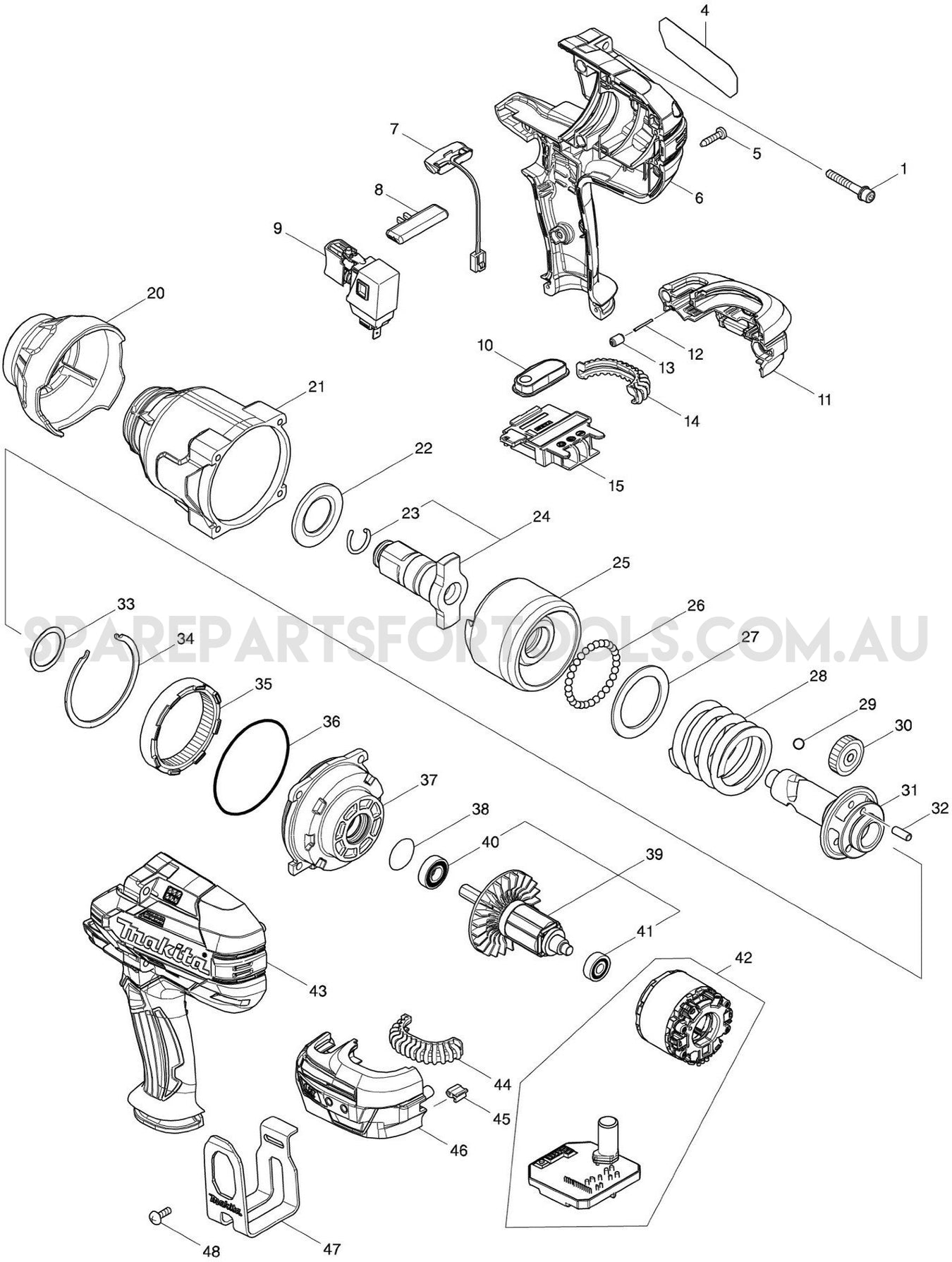 Makita DTW1001Z Spare Parts