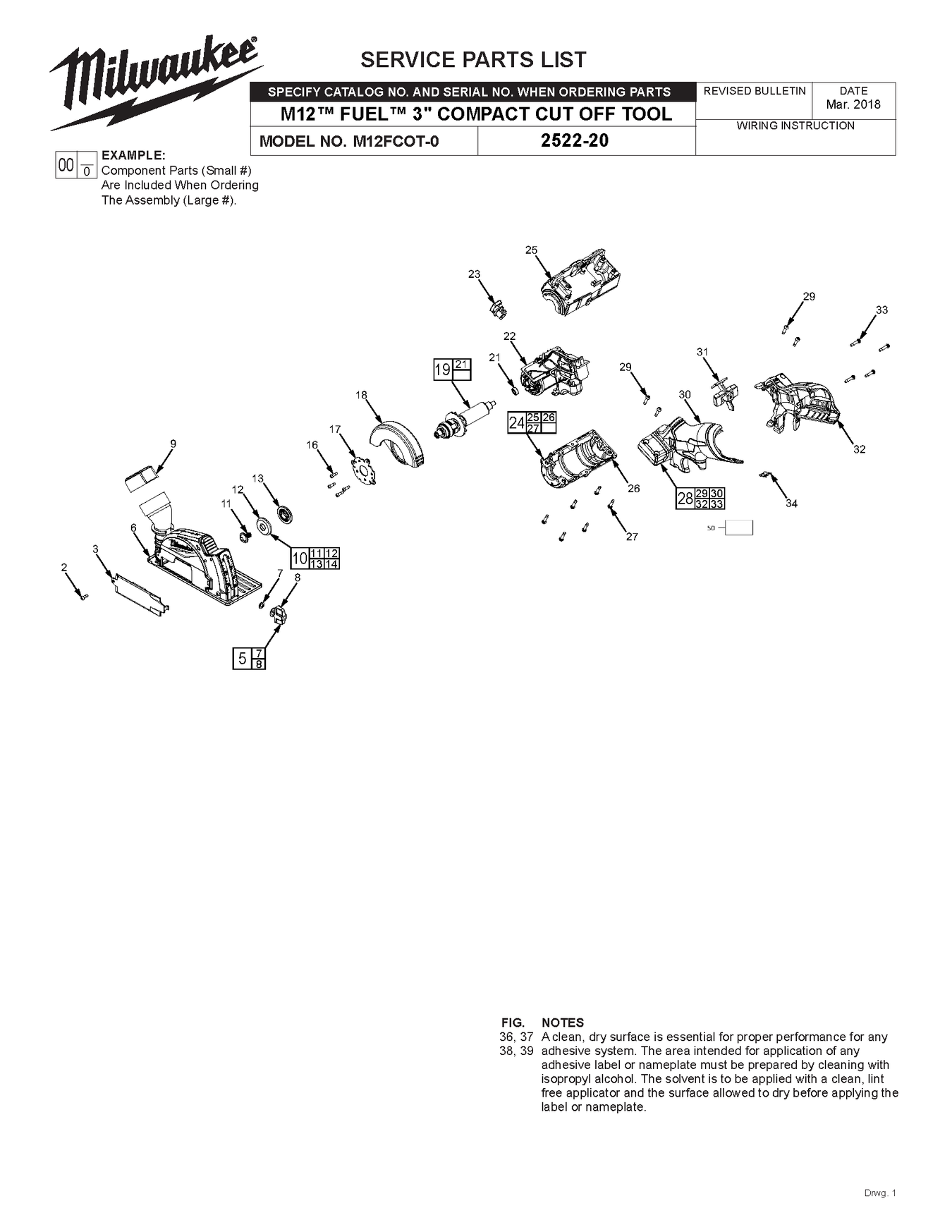 Milwaukee M12FCOT Spare Parts