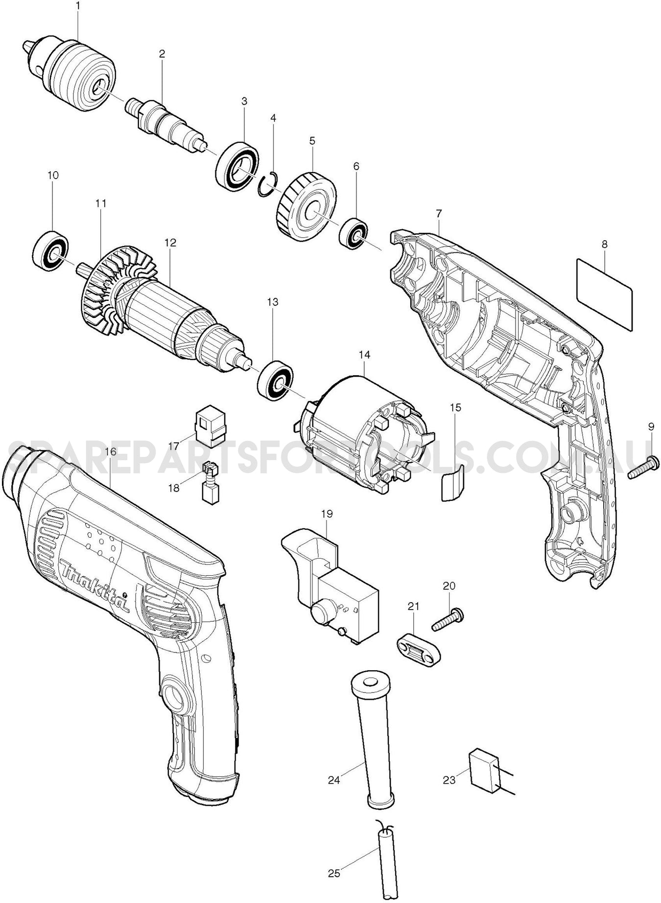 Makita 6411 Spare Parts