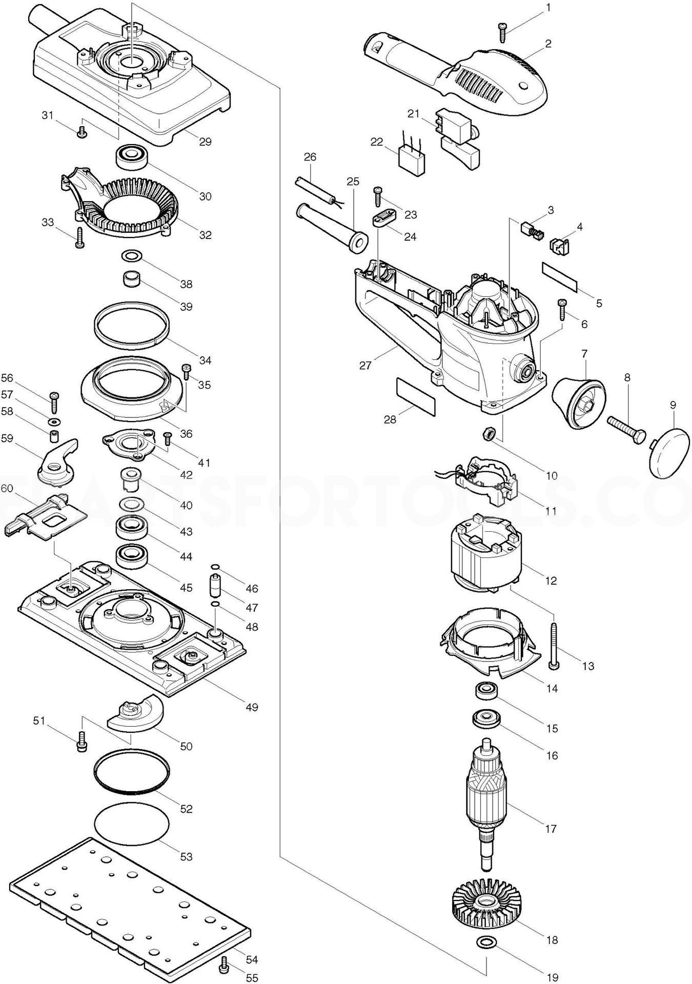 Makita BO4901 Spare Parts