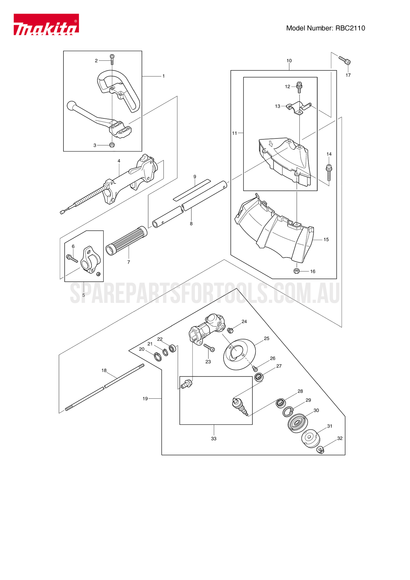 Makita RBC2110 Spare Parts