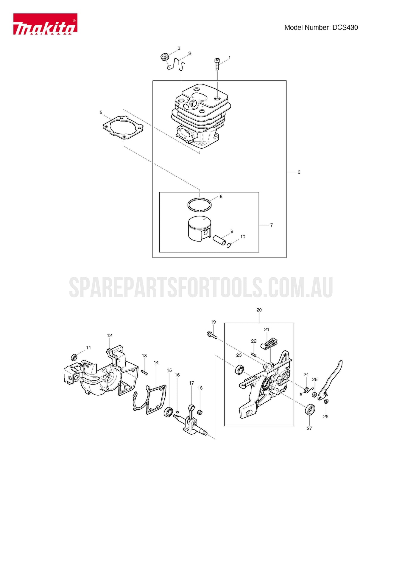 Makita DCS430 Spare Parts