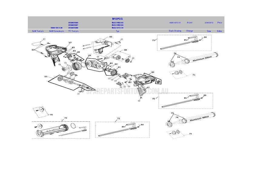 Milwaukee M12PCG Spare Parts