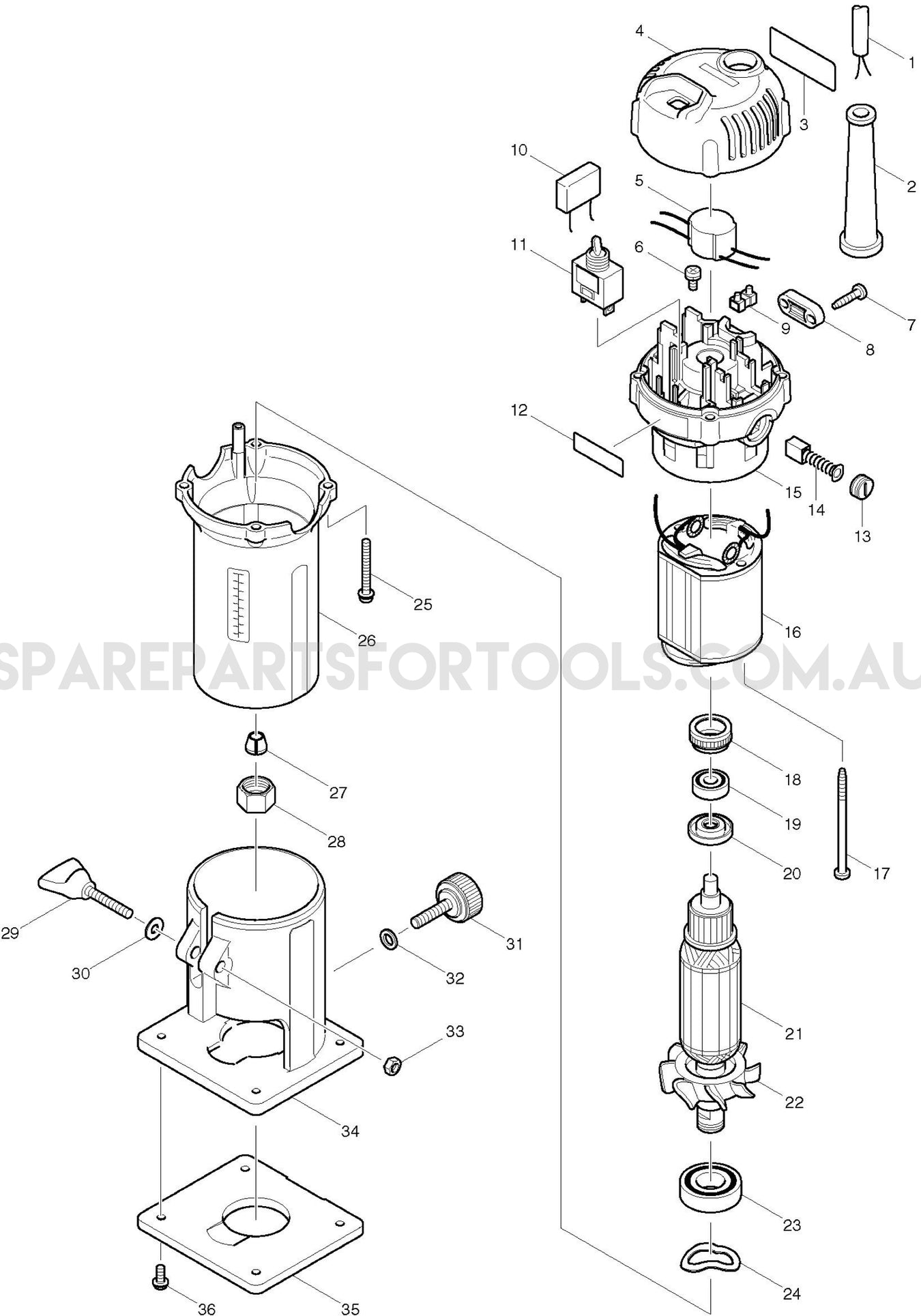 Makita MT370 Spare Parts