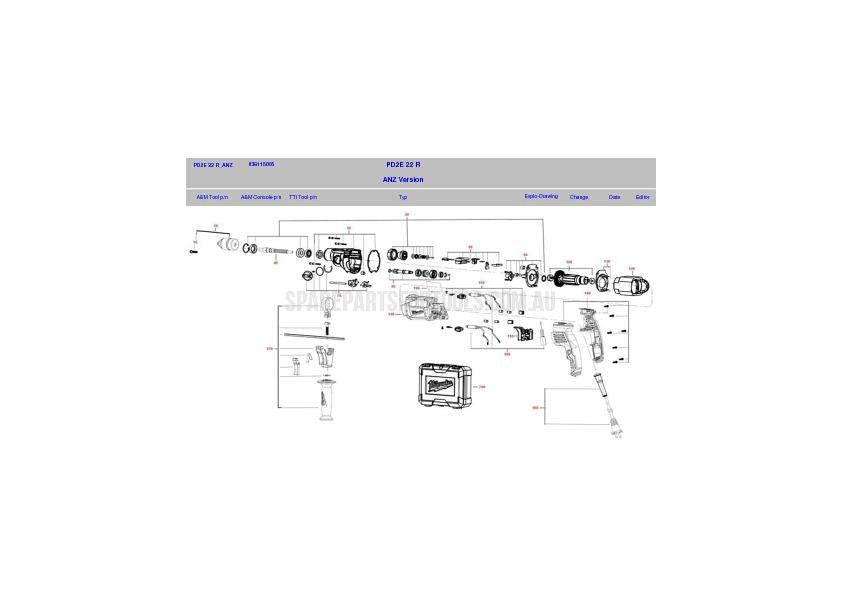 Milwaukee PD2E22R Spare Parts